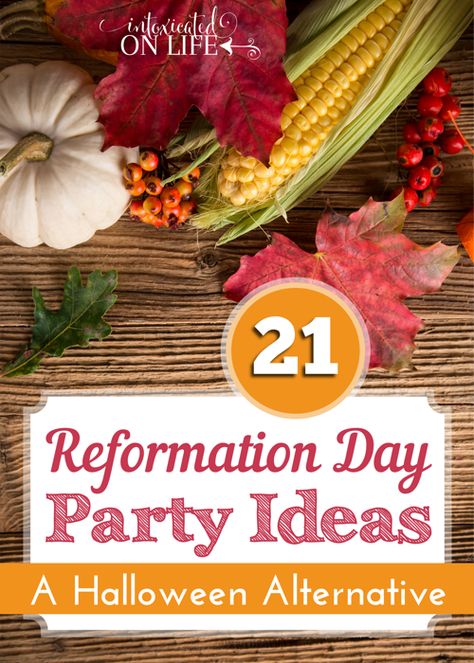 Are you looking for a Christian halloween alternative for October 31? Celebrate Reformation Day! Teach your children about church history and have fun! Reformation Day Party Decorations, Protestant Reformation Activities, Reformation Day Costumes, Reformation Day Party Ideas, Reformation Day Decorations, Reformation Party Ideas, Reformation Costumes, Reformation Day Party, Reformation Celebration