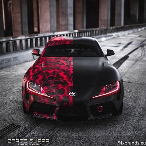 FXbrands.eu on Instagram: “What an iconic wrap and lighting on this rad #ToyotaSupra! 😈😎🏎 #SupraGramm #SupraCulture 📸🙌 With cool illumination from @oraclelights…” Circuit Board, Toyota Supra, Black Red, Toyota, Sports Car, Turn Ons, Lighting, Red, On Instagram