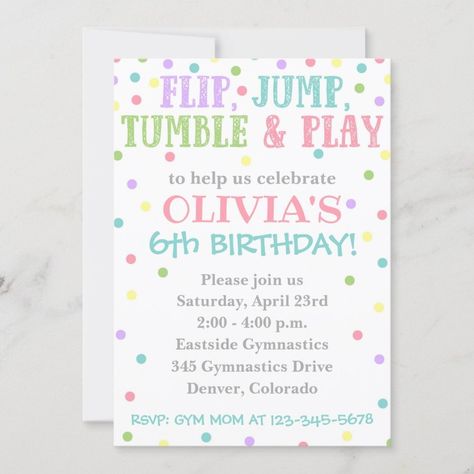 Gymnastics Invitation  Gymnastics Birthday Invite  Zazzle Gymnastics Birthday Party Invitations, Gymnastics Party Invitations, Gymnastics Invitations, Gymnastics Birthday Invitations, Gymnast Birthday Party, Gymnastics Party, Gymnastics Birthday, Gymnastics Gifts, 4th Birthday Parties