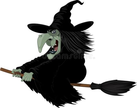 Witch Flying On Broom, Witch On A Broomstick, Cartoon Witch, Witches Broomsticks, Witch Flying, Witch Silhouette, Bottle Trees, Witch Clipart, Broom Closet