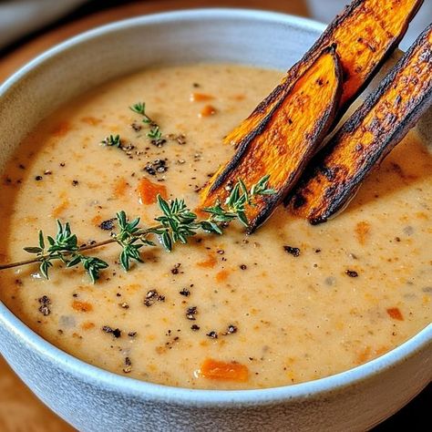 Heaven’s Kitchen Roasted Sweet Potato Soup, Soup Ingredients, Roasted Sweet Potato, Sweet Potato Soup, Roasted Sweet Potatoes, Potato Soup, Sweet Potatoes, Soup And Salad, New Recipes