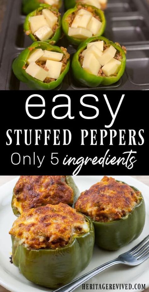 Stuffed Green Pepper Recipes, Quick Stuffed Bell Peppers, Stuffed Bell Peppers No Tomato Sauce, How Long To Cook Stuffed Peppers In Oven, Stuffed Bell Peppers For Two, Stuffed Peppers No Tomato, Stuff Peppers In The Oven, Recipes Using Green Peppers, Stuffed Green Peppers Recipes