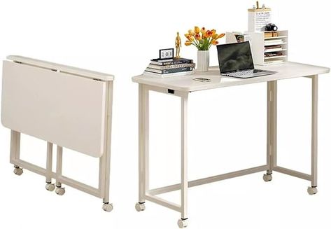 Amazon.com: Portable Folding Desk for Sofa and Bed, Mobile Foldable Laptop Table Small Standing Desk Rolling Computer Cart For Small Spaces, Home Office Bedroom Living Room (White) ( Color : 4 Wheels , Size : L-8 : Home & Kitchen Foldable Laptop Table, Small Standing Desk, Computer Cart, Rolling Desk, Sofa And Bed, Folding Desk, Computer Stand, Room White, Home Office Bedroom