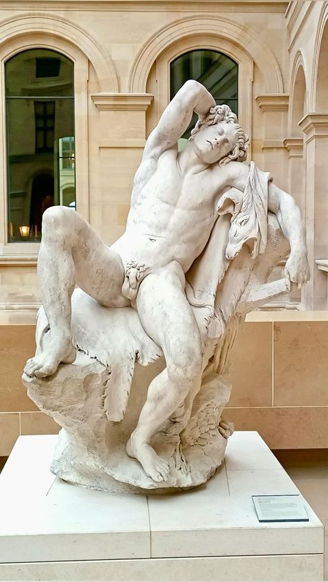 The Barberini Faun, or Drunken Satyr, is a Hellenistic era marble statue created by an unknown sculptor of the Pergamum school around 200 BC. e. and depicting a sleeping Faun. It is possible that this is a Roman marble copy of a high quality bronze original from the second half of the 3rd century. BC e. #paris #france #sculpture #louvre #louvremuseum #wallpaper #follow #followforfollowback #followback #followers #париж #франция #скульптура #лувр #обои #обоинателефон #обоидлятелефона #обоинаайфон Roman Marble Statues, Famous Statues Sculpture, Male Statue Greek, Statue Pose Reference, Romanticism Sculpture, Greek Statue Poses, Greek Statues Male, Faun Statue, Statues Reference