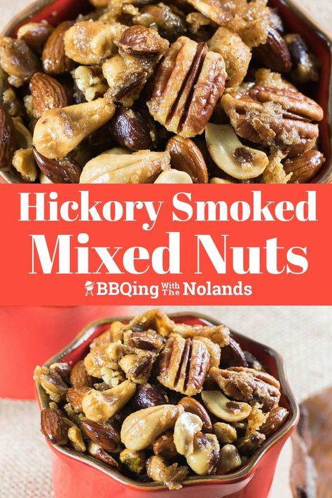 Smoked Pork Recipes, Bbq Appetizers, Delicious Appetizer Recipes, Nut Recipes, Smoker Recipes, Smoked Food Recipes, Great Appetizers, Mixed Nuts, Sweet And Spicy