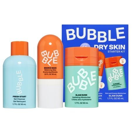 Bubble Skincare 3-Step Hydrating Routine Bundle, for Normal to Dry Skin, Unisex, Set of 3, Clear Bubble Face Care, Kid Friendly Skincare, Bubble Skincare Set, Trending Skincare Products, Popular Skincare Products, All Bubble Products, Kids Skin Care Products, Bubble Cosmetic, Face Care Products Skincare