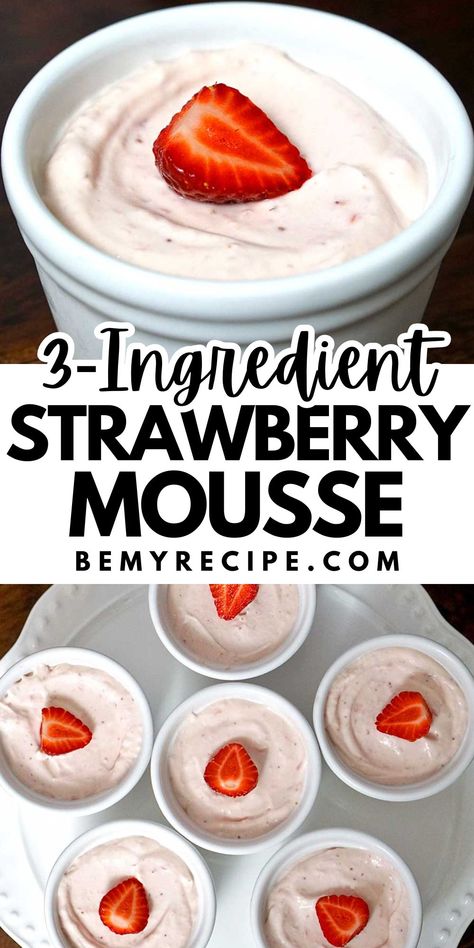 This Strawberry Mousse Has Only 3 Ingredients Strawberry Mousse Pie, Easy Strawberry Dessert, Sundried Tomato Recipes, Strawberry Mousse Recipe, Condensed Milk Desserts, Leftover Strawberries, Easy Strawberry Desserts, Recipe Strawberry, Fruit Salad Easy