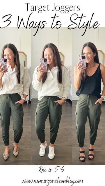 Green Khaki Joggers Outfit Women, Business Casual Outfits With Joggers, Sage Joggers Outfit, Wearing Joggers To Work, Outfits With Green Joggers, Business Joggers Outfit, Light Green Joggers Outfit, Business Casual With Joggers, Joggers For Work For Women