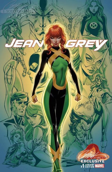 Jean Grey By J.Scott Campbell J. Scott Campbell, Jean Grey Comic, Phoenix Marvel, Marvel Jean Grey, J Scott Campbell, Comics Illustration, Scott Campbell, Arte Dc Comics, Bd Comics