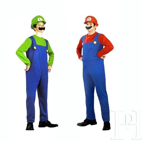 http://www.ebay.com/itm/Halloween-Adult-Super-Mario-Luigi-Bros-Mens-Fancy-Dress-Plumber-Cosplay-Costume-/162189000380?ssPageName=STRK:MESE:IT Mario Costumes, Super Mario Costumes, Super Mario Luigi, Mario Costume, Costumes For Men, Mens Fancy Dress, Super Mario And Luigi, Mario Luigi, Dress Halloween Costume