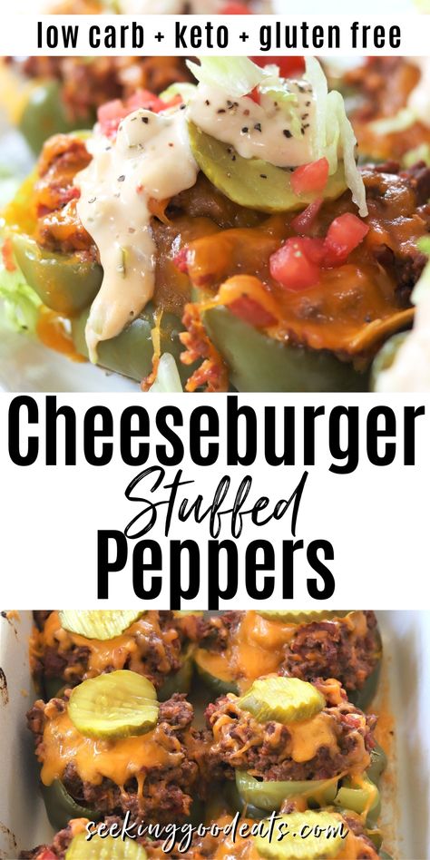 Cheeseburger Stuffed Peppers, Cooked Peppers, Stuffed Peppers With Ground Beef, Stuffed Bell Peppers Ground Beef, Keto Stuffed Peppers, Summer Flavors, Pepper Recipes, Cruise Party, Easy Weeknight Dinner