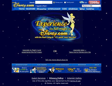 Disney website in 2001 Early 2000s Website Design, 90s Website Aesthetic, Timeline Web Design, 90s Websites, 2000s Website, Old Webcore, Y2k Website, Vintage Web Design, Internet Aesthetic