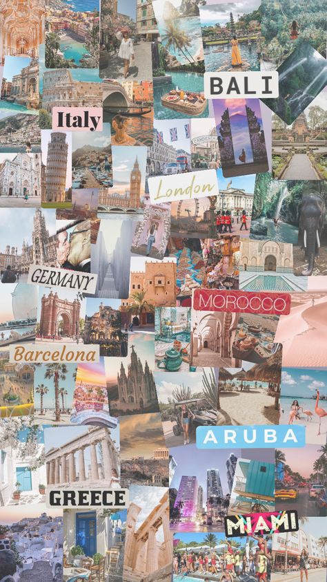 Travelling World, Vision Board Themes, Vision Board Collage, Vision Board Examples, Vision Board Images, Travel Collage, Vision Board Wallpaper, Holiday Travel Destinations, Vision Board Photos