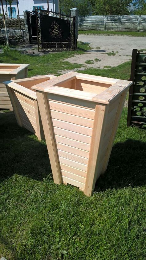 Pot Kayu, Planter Box Designs, Diy Wooden Planters, Wood Pallet Planters, Planter Box Plans, Cedar Planters, Diy Planter Box, Wooden Planter Boxes, Pallet Planter