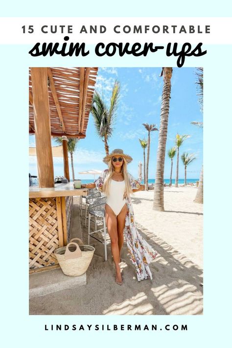 Whether you're going to a tropical resort or packing for a honeymoon, these cute swim cover-ups are ideal to tote along on your trip. Get lots of options for the best beach coverups for women to take on your next beach vacation. | best swimsuit coverups | best pool coverups | best beach cover ups for women | best cover up beach | best swimsuit cover ups | what to wear beach photos | what to wear beach vacation One Piece Bathing Suit Cover Up Ideas, Swimwear Cover Ups Resort Wear, Classy Swim Cover Up, Women’s Bathing Suit Cover Up, Bathing Suits And Cover Ups, Cover Ups For One Piece Swimsuit, Trendy Cover Ups, Bathingsuit Coverups Beachwear, Swimsuits And Coverups