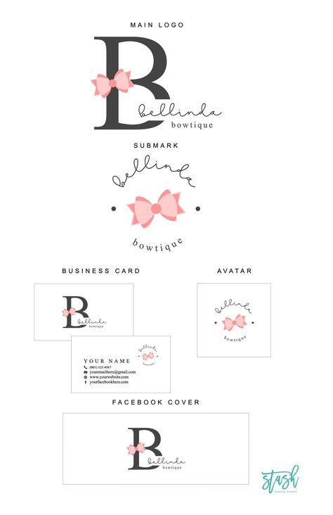 Premade Bow Logo Hair Bow Logo Ribbon Logo De Logo Ribbon Design, Bow Logo Ideas, Hair Accessories Logo Design Ideas, Hair Accessories Business Name Ideas, Bow Graphic Design, Accessories Logo Design Ideas, Ribbon Logo Design, Clothing Brand Logo Design Ideas, Bow Logo Design