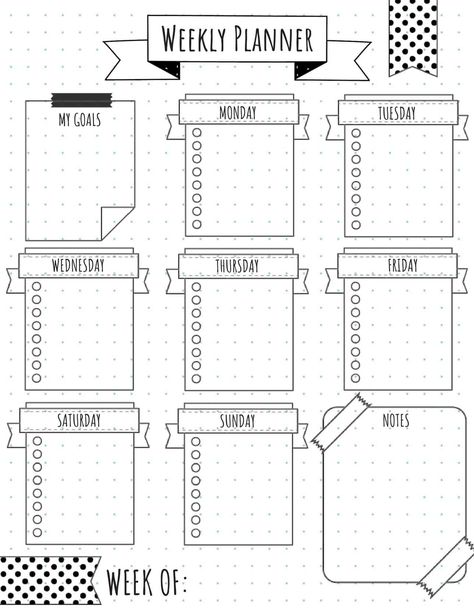 Printable Bullet Journal Weekly Layouts - Ultimate Printables Bullet Journal Layout Templates, Bullet Journal Weekly Layout, Materi Bahasa Jepang, Penanda Buku, Bullet Journal Ideas Templates, To Do Planner, Bullet Journal How To Start A, Bullet Journal Printables, Printable Calendar Template