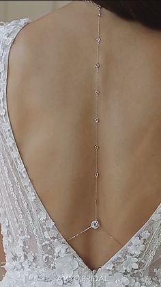 This unique elegant Back Jewelry piece will be the ultimate piece for your wedding day! Handmade in NYC, available in Silver, Gold and Rose Gold. Free domestic shipping | International shipping available #bridaljewelry #backjewelry #backnecklace #weddingdress Jóias Body Chains, Grandmother Jewelry, Womens Silver Jewelry, Drop Jewelry, Back Necklace, Back Drop, Jewelry Tags, Dress Back, Popular Jewelry