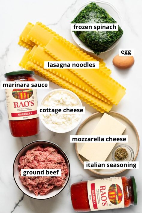 Easy Cottage Cheese Lasagna (8 Ingredients) - iFoodReal.com Super Easy Lasagna Recipe, Easy Cheese Lasagna Recipe, Cottage Cheese Lasagna Recipe, Cottage Cheese Lasagna, Chicken Lasagna Roll Ups, Quick Lasagna, Lasagna With Cottage Cheese, Chicken Lasagna Rolls, Instant Pot Lasagna