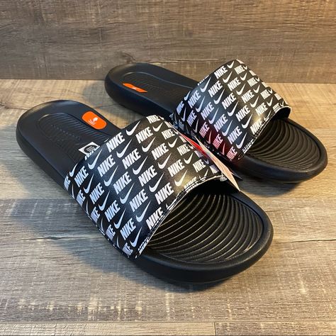 Nike Victori One Slide Print ‘Repeat Logo - Black’ Brand New Shoes. Never Worn. No Rips, Tears, Or Stains. Smoke Free Environment. Ships Carefully Packaged And Boxed Right Away. Let Us Know If You Have Any Questions! Cn9678-006 If You’re Interested In Multiple Pairs From Our Closet We Offer Bundle Deals So Feel Free To Look Around, Like, And Bundle! Affordable Nike Slides With Branded Insole, Nike Slides Men, Nike Low-top Slides With Cushioned Footbed, Nike Sporty Non-slip Slides, Black Nike Slides With Branded Insole, Mens Sliders, Nike Slip-resistant Synthetic Slides, Nike Flip Flops, Print Repeat