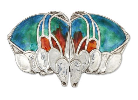 ARCHIBALD KNOX FOR LIBERTY & CO - A CYMRIC SILVER AND ENAMEL BUCKLE of two-piece construction, decor Cymric, Construction Decor, Archibald Knox, Green And Orange, Art Nouveau, Emerald, Auction, Arts And Crafts, Two Piece