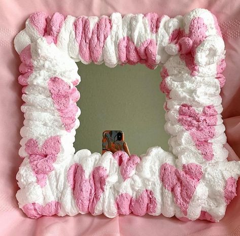 Foam Mirror Frame, Glass Cup Painting, Ornate Bedroom, Foam Mirror, Blob Mirror, Vintage Maximalism, Funky Mirrors, Preppy Bedroom Decor, Earthy Living Room