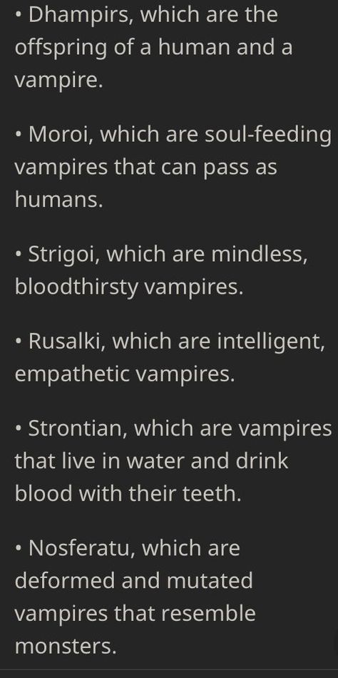 Vampire Last Names List, Scary Powers Ideas, Vampire Ideas Writing Prompts, Demon X Human Prompts, Vampire Information, Vampire Plot Ideas, How To Write Vampires, Vampire Writing Tips, Different Types Of Vampires