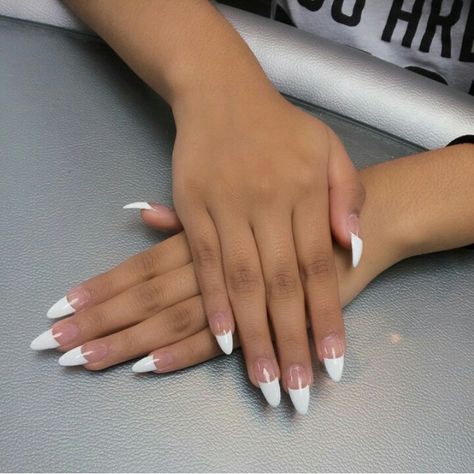 Pointy french tip nails Low French Tip Nails Almond, Thick French Almond Nails, Thick White French Tip Nails Almond, French Tip Nails Pointy, Large French Tip Nails, French Nails Thick White, Big French Tip Nails, Thick French Tip Nails Almond, Long Oval French Tip Nails