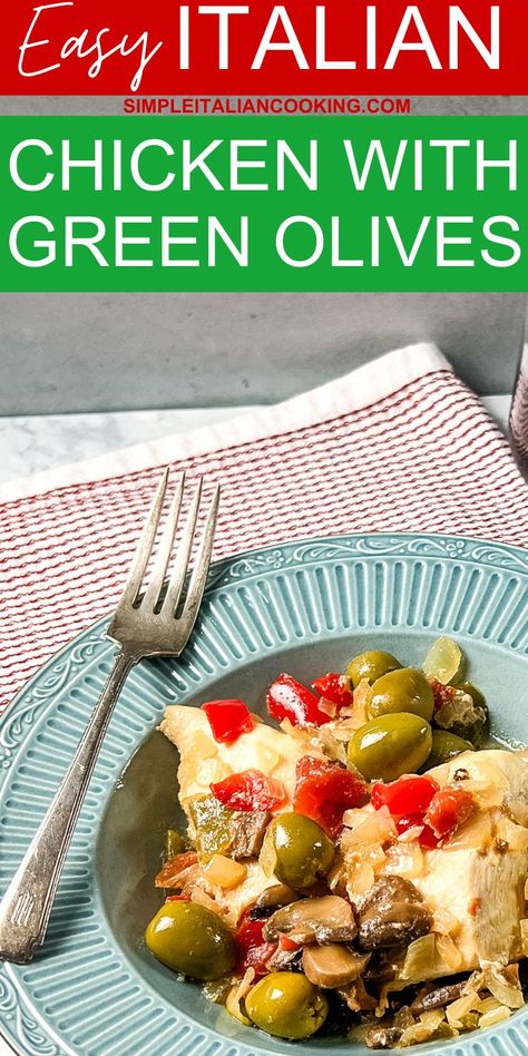 Chicken Green Olives Recipe, Chicken With Green Olives, Chicken With Green Olives Recipe, Italian Chicken Dinner, Italian Chicken Cutlets, Chicken Recipes Italian, Dinner Ideas Italian, Baked Italian Chicken, Mediterranean Ingredients