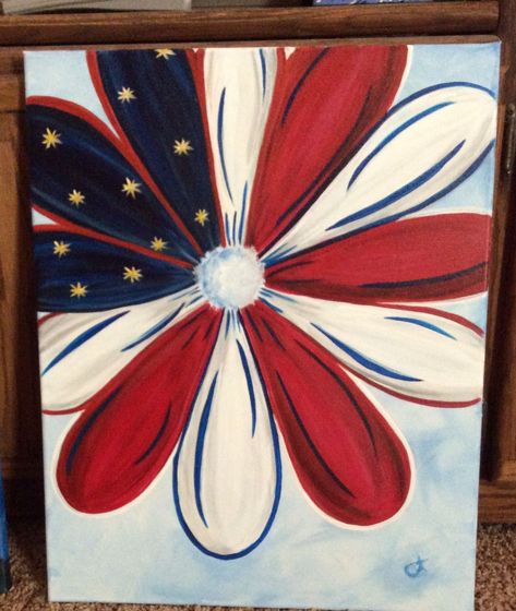 Red White And Blue Canvas Painting Ideas, Summer Acrylic Painting Ideas Canvases, Canvas Painting Class Ideas, 4th Of July Paintings On Canvas For Kids, 4th Of July Paintings On Canvas Easy, Fourth Of July Canvas Painting Ideas, America Painting Ideas, Patriotic Canvas Painting Ideas, Easy Paint Party Ideas Canvases