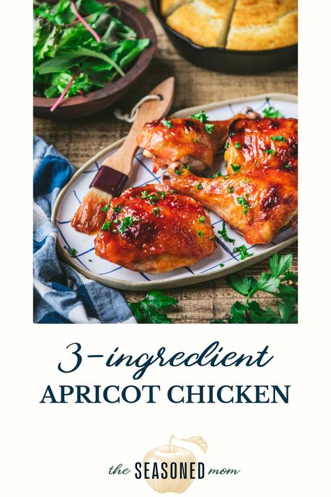 With just a few ingredients and about 5 minutes of prep, this crispy, sticky, glazed apricot chicken is an easy dinner for stress-free evenings! Use a combination of chicken breasts, thighs, wings, or drumsticks — whatever your family loves. Apricot Chicken Breast, Apricot Glazed Chicken, Apricot Jam Recipes, Apricot Chicken, Meal Planners, Chicken Drumstick Recipes, Crispy Baked Chicken, Drumstick Recipes, Chicken Easy