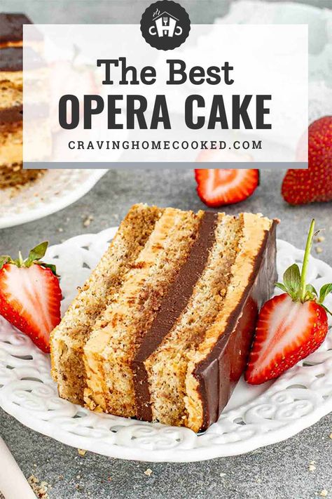 Elevate your dessert game with this elegant Opera Cake! Layers of almond sponge, coffee buttercream, and rich chocolate ganache make it perfect for special occasions. 🍰✨ #OperaCake #DessertRecipe #FrenchPastry #SpecialOccasion #BakingLove #LayeredCake Opera Cake Recipe, Cool Desserts, Opera Cake, Coffee Buttercream, Cake Layers, French Dessert, Lets Eat, Biscuit Cake, Coffee Syrup