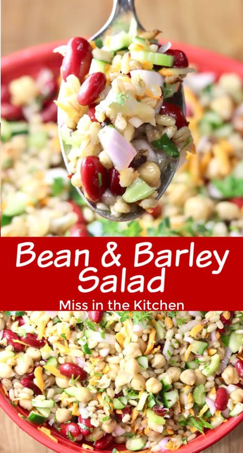 Barley Bean Salad, Pearled Barley Recipes, Bean And Barley Salad, Barley Recipe Healthy, Barley Salad Recipes, Pearl Barley Salad, Health Meals, Barley Recipe, Barley Salad