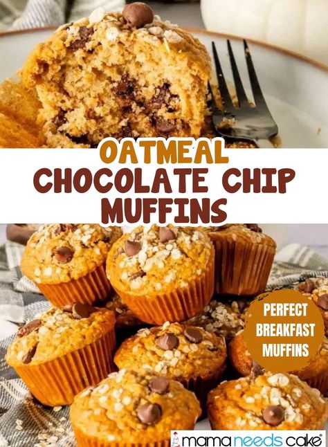 Start your day with the comforting flavors of Oatmeal Chocolate Chip Muffins, where the heartiness of oats meets the richness of chocolate in a deliciously tender breakfast treat.  This is an easy recipe for homemade muffins with rich chocolate chips perfect for any time of year. Instant Oatmeal Muffins Easy, Easy Oatmeal Chocolate Chip Muffins, Choc Chip Oatmeal Muffins, Oatmeal Chocolate Chip Breakfast Muffins, Oat Chocolate Chip Muffins, Easy Chocolate Chip Muffin Recipe, Chocolate Chip Oatmeal Muffins, Chocolate Chip Cookie Muffins, Easy Chocolate Chip Muffins