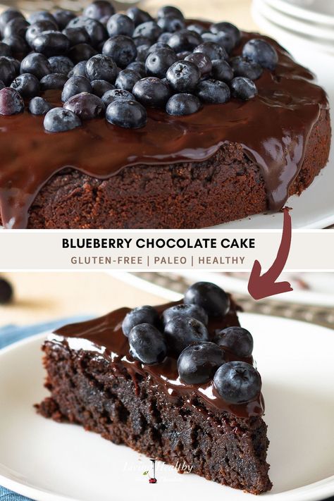 Blueberry And Chocolate Cake, Chocolate And Blueberry Cake, Chocolate Cake With Blueberries, Chocolate Blueberry Cake, Blueberry Chocolate Cake, Chocolate Fruit Cake, Dairy Free Chocolate Cake, Healthy Cakes, Chocolate Blueberry