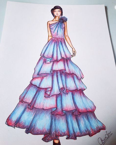 Principles Of Design Dress, Female Croqui, Garment Illustration, Costume Illustration, Gown Ideas, Fashion Figure, Fashion Illustrations Techniques, Dress Illustration, Dress Design Drawing