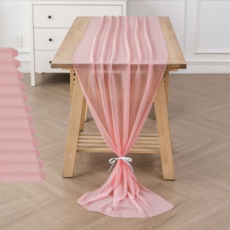 PRICES MAY VARY. Size:12 pack sheer chiffon table runner (29x120 inches),suitable for 6-10 seats either round or rectangle table,10Ft is a perfect length for your event's table decorations. Material:Made of high quality chiffon,soft and smooth,flowy and beautiful, fine workmanship, no seams,the elegant table runner creates a romantic feeling for your wedding table, sweetheart table and cake table. Style:This colorful chiffon table runner has a flowy and elegant look，tie this romantic white sheer Boho Sisustus, Chiffon Table Runner, Table Runner For Wedding, Shower Outdoor, Wedding Runner, Boho Table Runner, Rustic Table Runners, Valentinstag Party, Romantic Candlelight