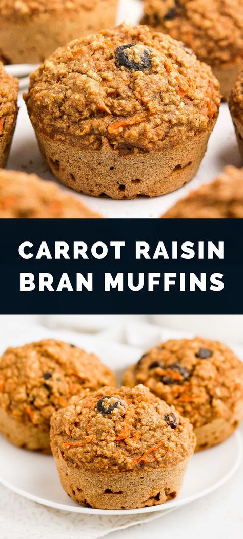 These healthy carrot raisin bran muffins are SO good! They taste like CARROT CAKE for breakfast! This bran muffin recipe is easy to make, and the muffins are super moist. They taste AMAZING – but these bran muffins are actually low calorie, low fat & clean eating with no refined sugar! ♡ bran muffins healthy no sugar. greek yogurt carrot bran muffins. bran muffins healthy clean eating. Easy Lunchbox Snacks, Carrot Bran Muffins, Raisin Bran Muffin Recipe, Apple Bran Muffins, Carrot Raisin Muffins, Bran Muffins Healthy, Raisin Bran Muffins, Oat Bran Muffins, Flake Recipes