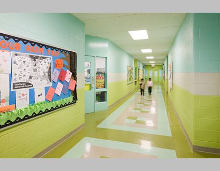 hallway paint idea Classroom Walls Paint, Best Wall Paint, Hallway Paint, Hallway Colours, School Hallways, School Murals, School Interior, School Painting, School Room