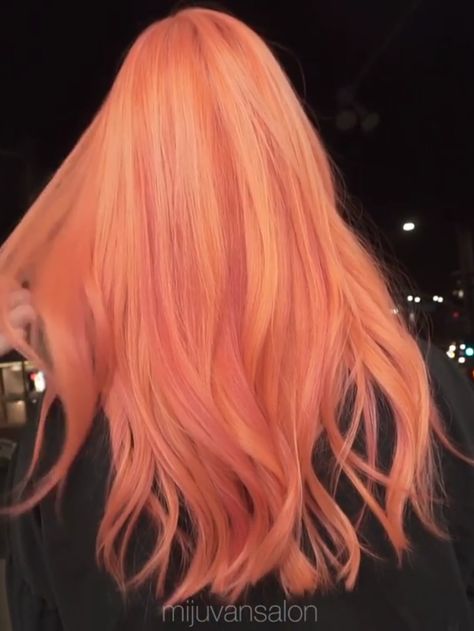 Blorange Hair, Peach Hair Colors, Hair Color Orange, Peach Hair, Spring Hair Color, Hair Color Pastel, Spring Hair, Bright Hair, Winter Hair