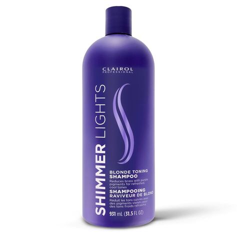 Shimmer Lights Conditioning Purple Shampoo - At-Home Hair Care Faded Highlights, Shimmer Lights Shampoo, Cool Blonde Tone, Purple Shampoo For Blondes, Brighten Whites, Blonde Silver, Curls With Straightener, Shampoo For Gray Hair, Curl Hair With Straightener