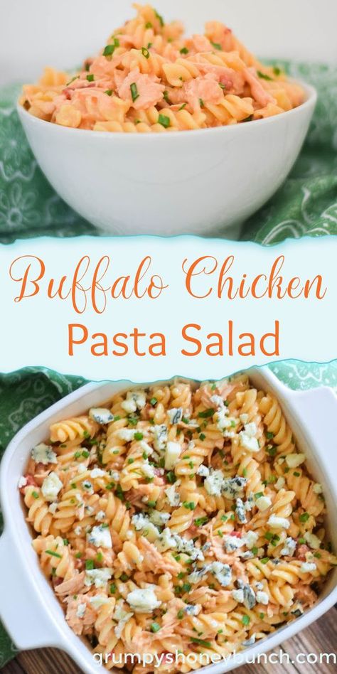 Rotini Pasta Recipes Chicken, Buffalo Dressing, Picnic Sides, Chicken Enchilada Pasta, Buffalo Chicken Pasta Salad, Chicken Buffalo, Chicken Pasta Salad Recipes, Creamy Pasta Salads, Layered Salad Recipes