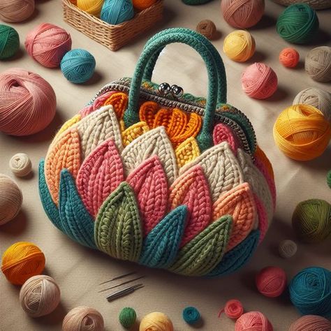 Handbag Ideas, Crochet Shoulder Bags, Crochet Baby Dress Pattern, Crochet Bag Tutorials, Crochet Blanket Designs, Crochet Motif Patterns, Crochet Handbag, Summer Handbags, Crochet Hexagon