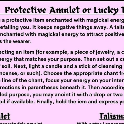 Margaret Jamison on Instagram: "Someone asked me about having a lucky pendant. Any piece of jewelry you own whose energy or symbol seems in alignment with your purpose can be used to create a positive talisman. The same is true when creating a protective amulet." Diy Talisman Ideas, How To Charge An Amulet, Protection Amulet Spell, Amulets And Talismans Jewelry, Protection Talisman, Good Luck Spells, Luck Spells, Talisman Jewelry, Protection Amulet