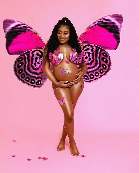 Butterfly Theme Maternity Shoot, Butterfly Maternity Shoot, Maternity Picture Outfits, Pink Maternity Dress, Pregnancy Belly Photos, Maternity Photography Poses Couple, Maternity Dresses For Baby Shower, Couple Pregnancy Photoshoot, Maternity Photoshoot Outfits