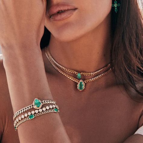 Limelight Nova | Logan Hollowell | Logan Hollowell Emerald Cut Emerald Cuban Bracelet Logan Hollowell, Prosperity And Abundance, Cuban Bracelet, Love And Romance, Luxury Necklace, Contemporary Jewellery, Emerald Cut, Emerald, Spirituality