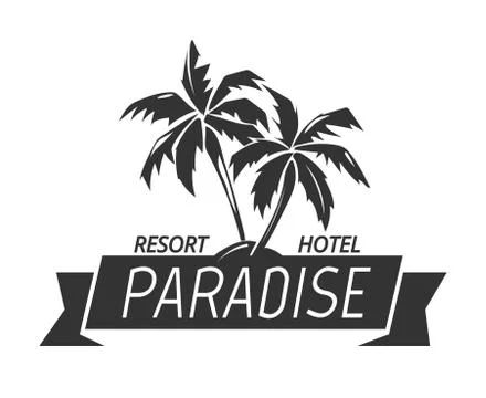 Paradise Hotel, Summer Island, Tropical Illustration, Hotel Logo, Concrete Texture, Island Paradise, Paradise Island, Island Resort, Logo Graphic