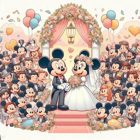 Cartoon Wedding, Minnie Mouse Cartoons, Disney Merry Christmas, Disney Clipart, Disneyland Christmas, Mickey Mouse Pictures, Mouse Crafts, Mickey Mouse Art, Disney Art Drawings