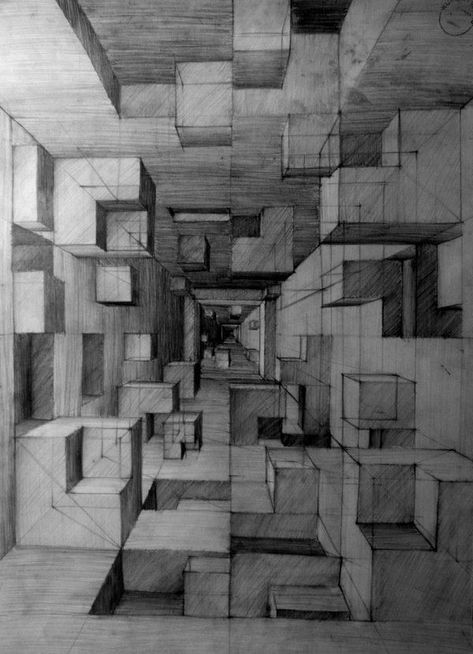 Perspective Drawing Architecture, Perspective Drawing Lessons, Perspective Art, Abstract Drawing, Architecture Drawing Art, 3d Drawings, Perspective Drawing, Arte Sketchbook, Illusion Art