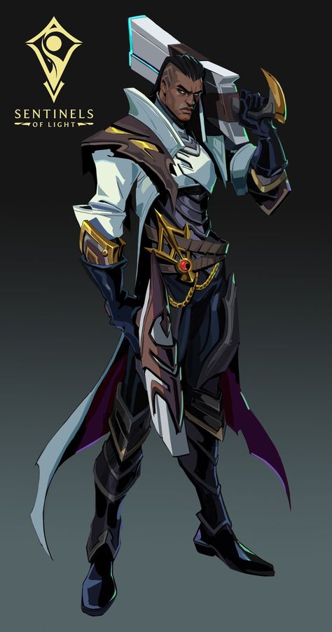 Sentinels Of Light, Lucian League Of Legends, League Of Legends Characters, Black Characters, Black Anime Characters, Lol League Of Legends, Character Design Animation, Character Design Male, Fantasy Character Design